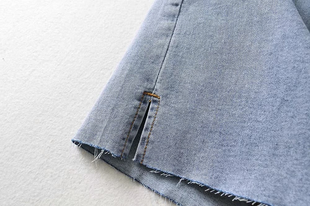 タイトスカート デニムフリンジ裾タイトミニスカート