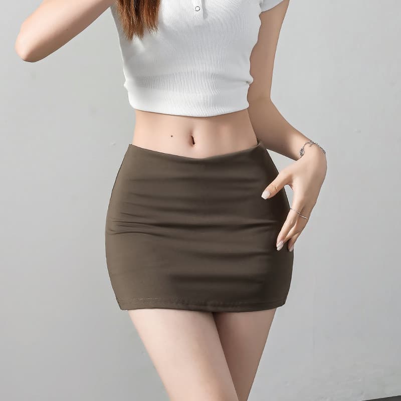 タイトスカート スタイルアップドレープ付きインナーパンツ一体型ミニスカート
