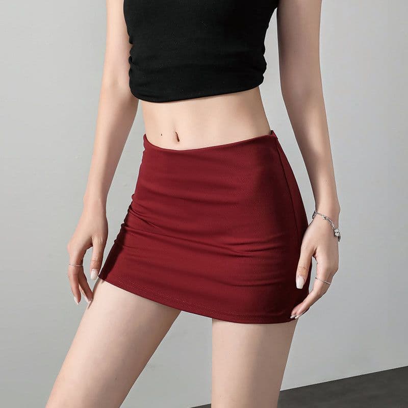 タイトスカート スタイルアップドレープ付きインナーパンツ一体型ミニスカート