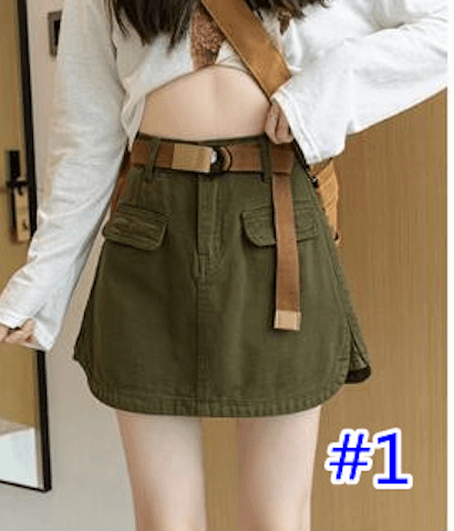 ハイウエストベルト付きミニタイトスカート