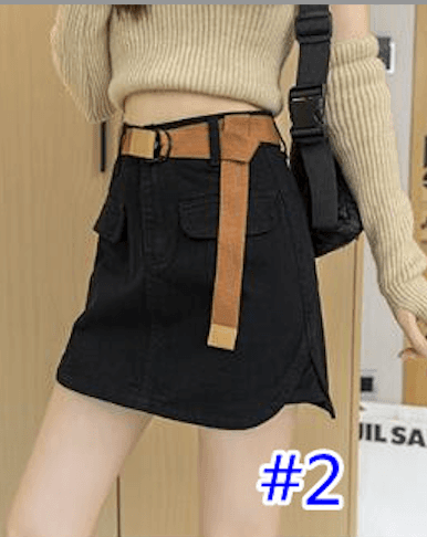 ハイウエストベルト付きミニタイトスカート