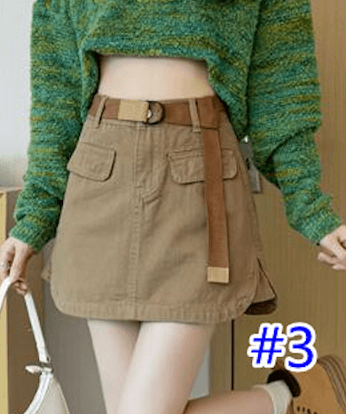 ハイウエストベルト付きミニタイトスカート