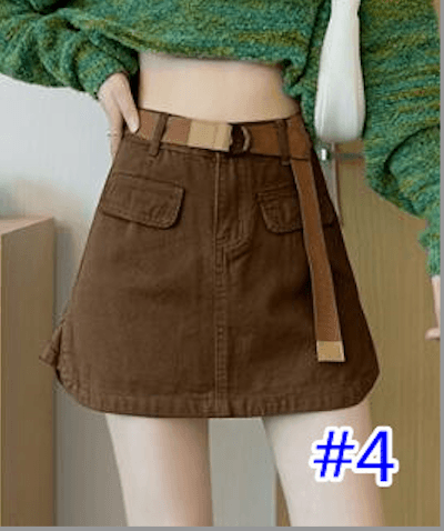 ハイウエストベルト付きミニタイトスカート