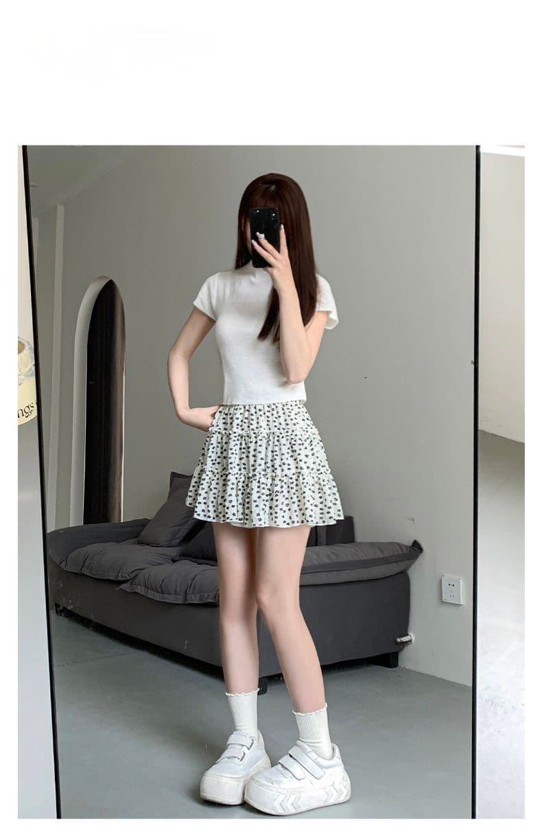 タイトスカート 花柄プリントタイトスカートミニ丈