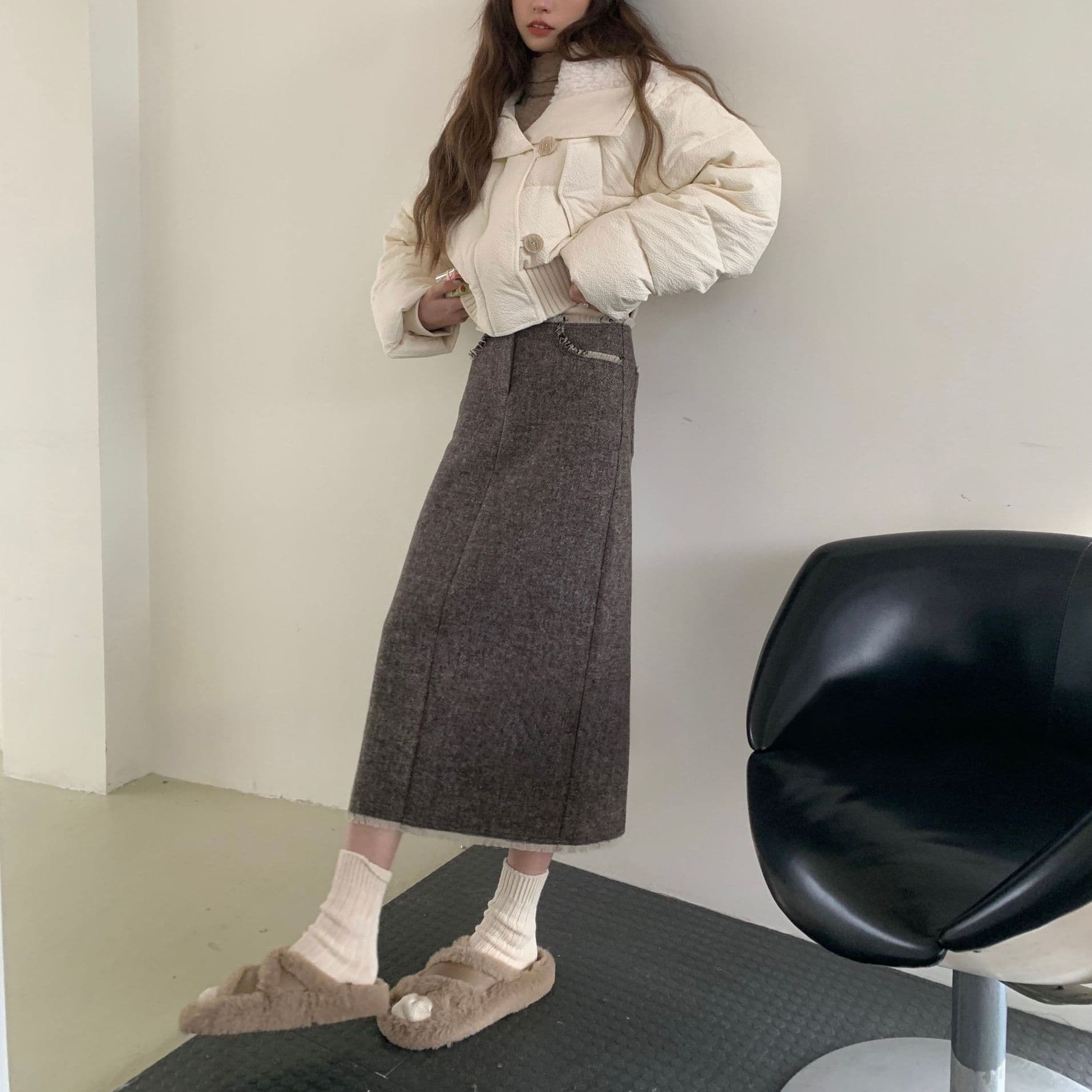 タイトスカート 上品な切り替えデザインロングタイトスカート