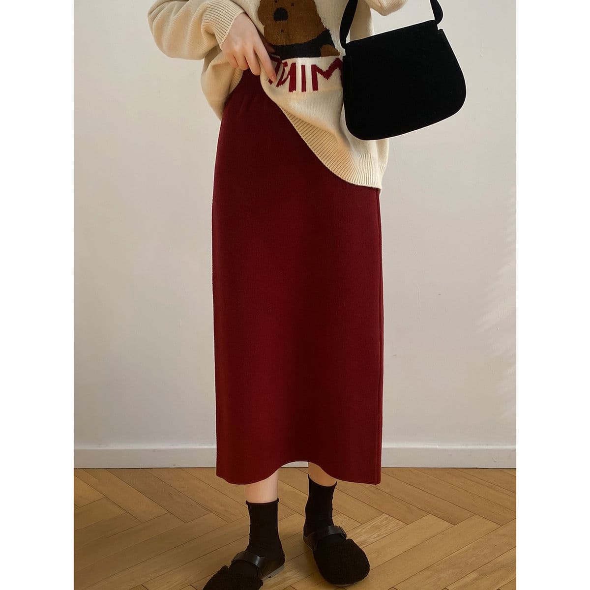 タイトスカート 上品素材の大人タイトロングスカート