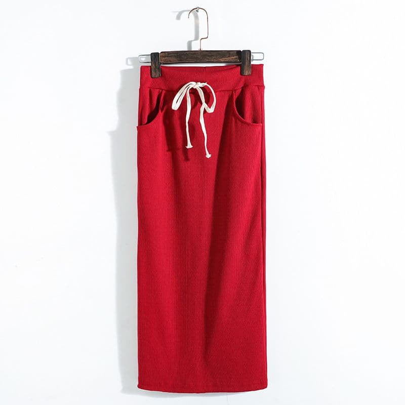 ロング丈リブニットタイトスカート