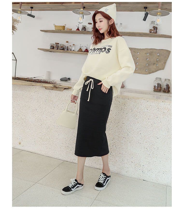 ロング丈リブニットタイトスカート