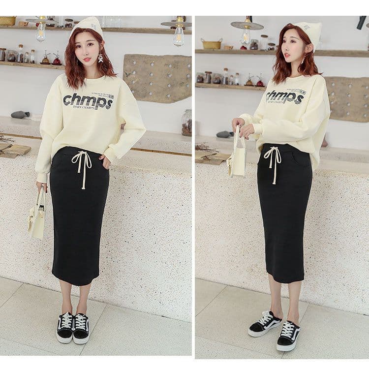 ロング丈リブニットタイトスカート