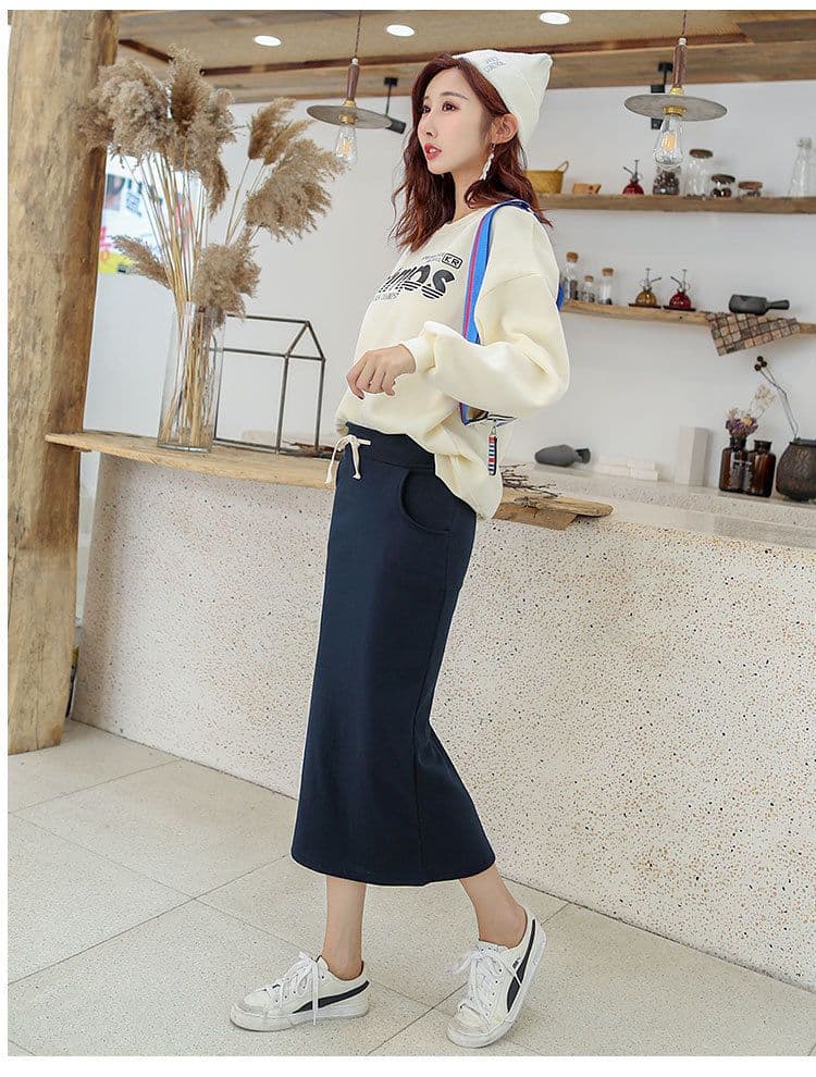 ロング丈リブニットタイトスカート