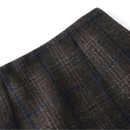 タイトスカート 上品チェック柄ウール混タイトスカート