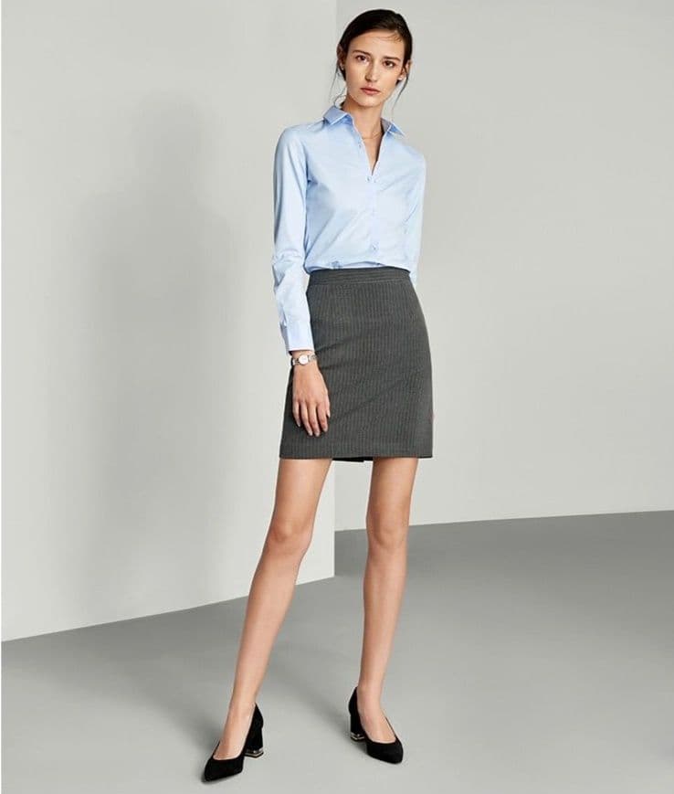 タイトスカート 縦縞柄きちんと見えオフィスミニタイトスカート