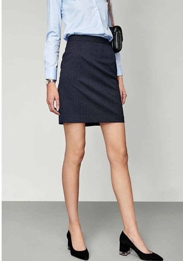 タイトスカート 縦縞柄きちんと見えオフィスミニタイトスカート