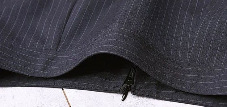 タイトスカート 縦縞柄きちんと見えオフィスミニタイトスカート