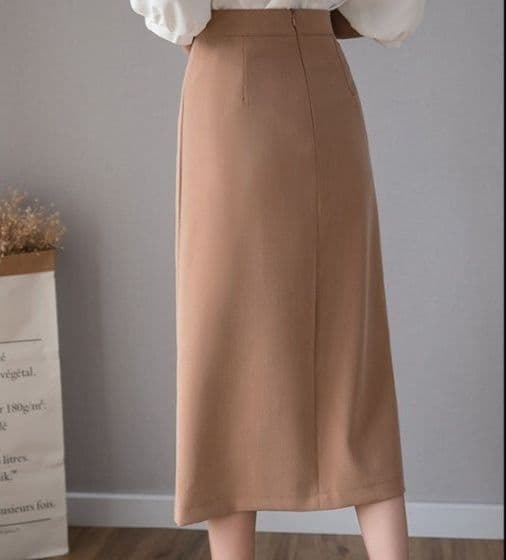 タイトスカート フロントスリット入りひざ丈タイトスカート
