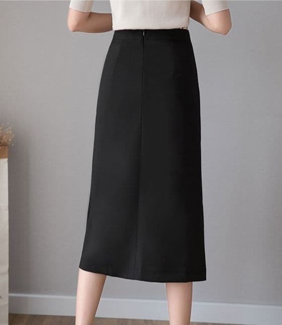 タイトスカート フロントスリット入りひざ丈タイトスカート