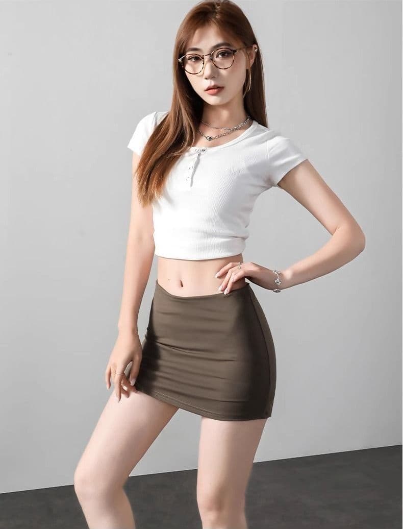 タイトスカート スタイルアップドレープ付きインナーパンツ一体型ミニスカート