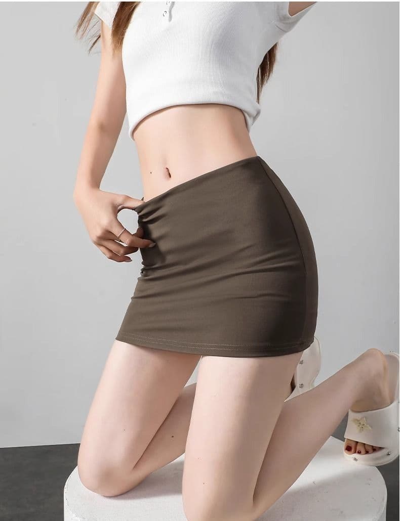 タイトスカート スタイルアップドレープ付きインナーパンツ一体型ミニスカート