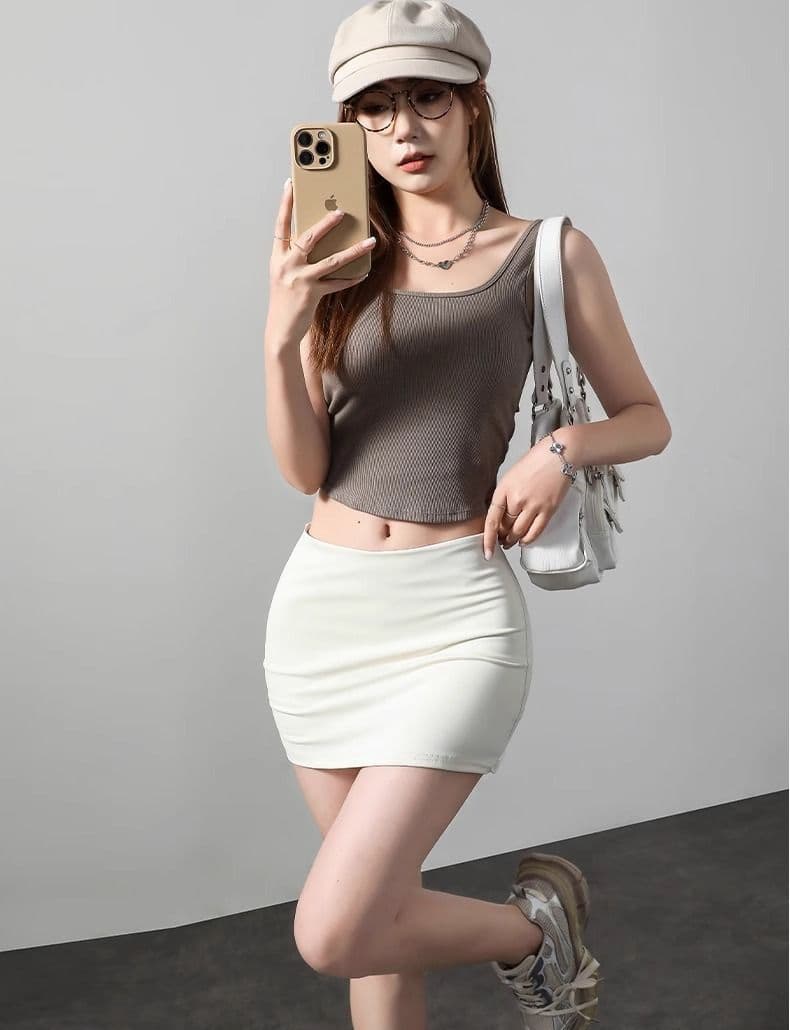 タイトスカート スタイルアップドレープ付きインナーパンツ一体型ミニスカート