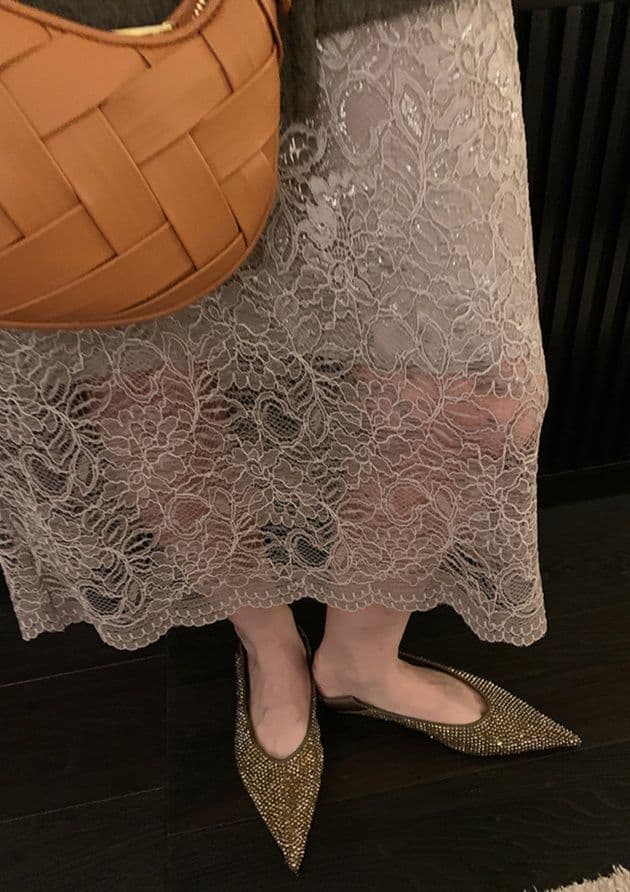 タイトスカート 上品なレース刺繍デザインロング丈タイトスカート