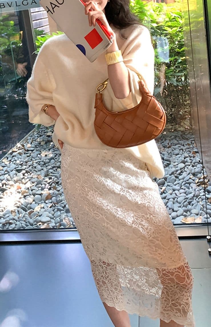 タイトスカート 上品なレース刺繍デザインロング丈タイトスカート