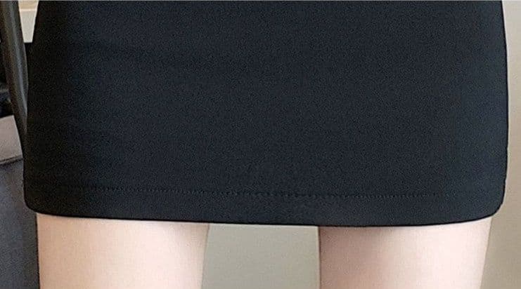 タイトスカート 重ね着風裾配色デザインタイトミニスカート