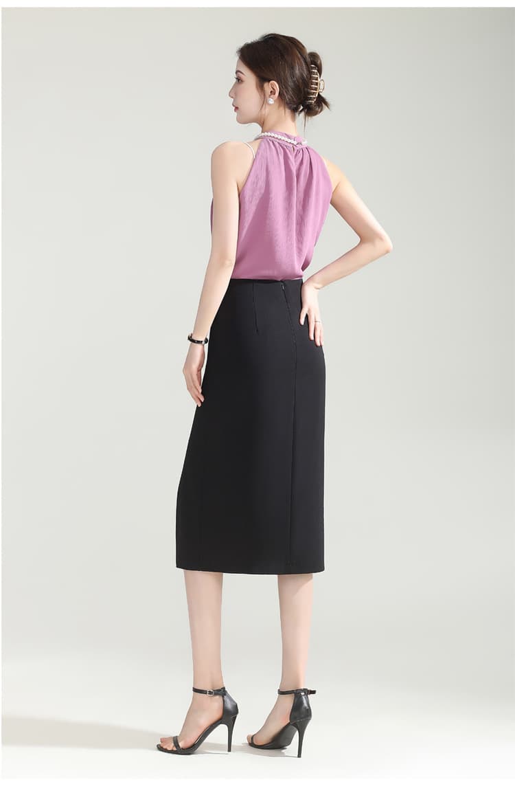 タイトスカート サイドスリット入りひざ丈タイトスカート