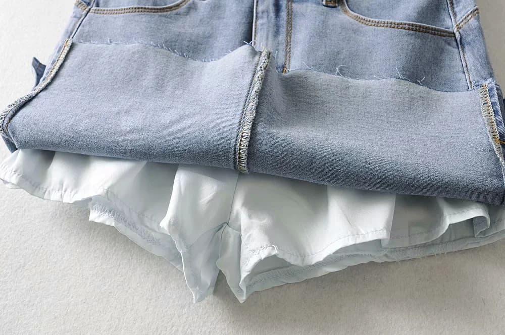 タイトスカート デニムフリンジ裾タイトミニスカート