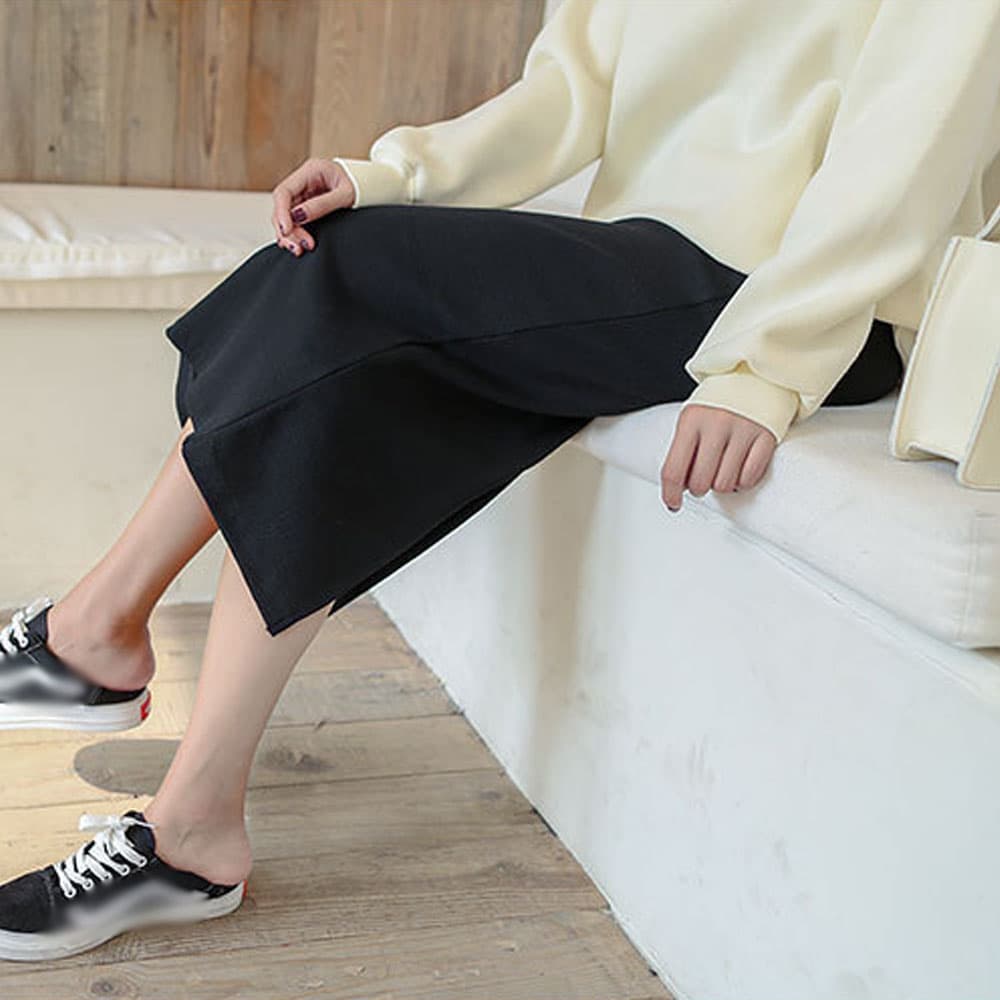 ロング丈リブニットタイトスカート