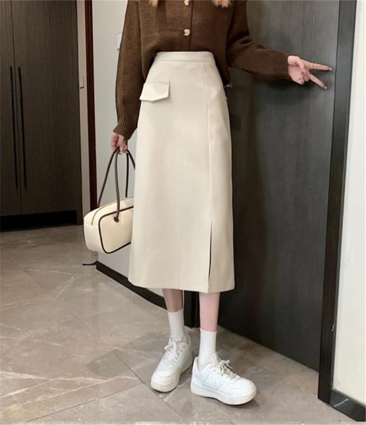 細見えハイウエスト秋冬ミニ&ロングタイトスカート