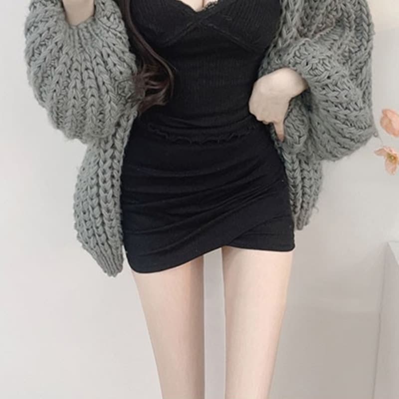 タイトスカート 横段ギャザー入りハイウエストタイトスカート