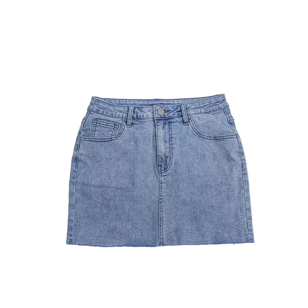 タイトスカート フリンジ裾デニムタイトスカート