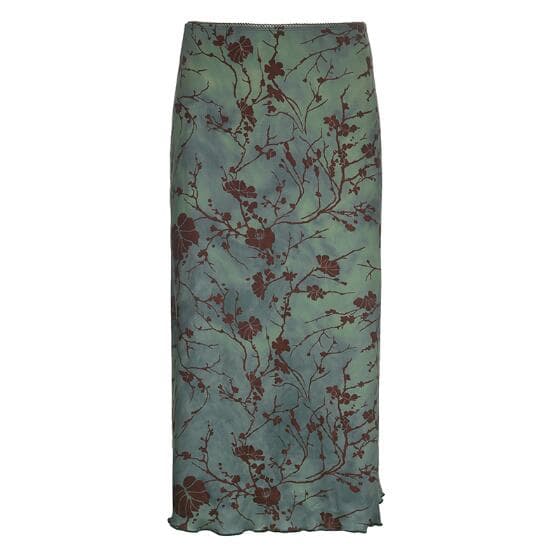 花柄ロング丈ハイウエストタイトスカート復古風