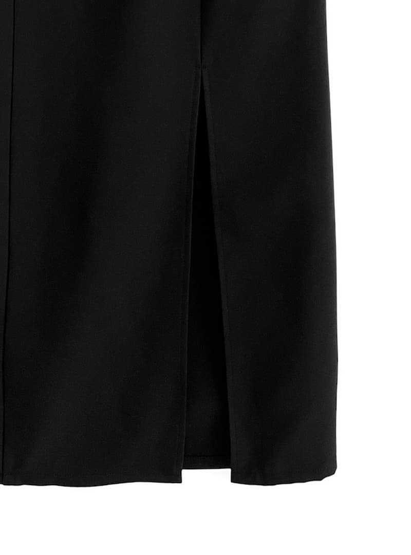 タイトスカート フロントスリット入りハイウエストタイトロングスカート