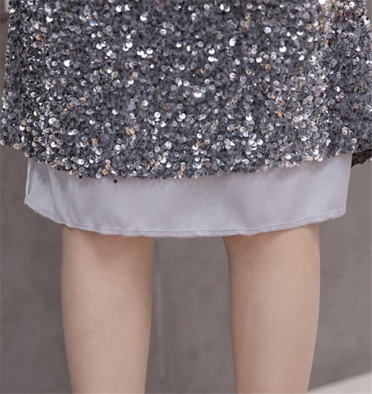 ひざ丈スパンコールハイウエストタイトスカート