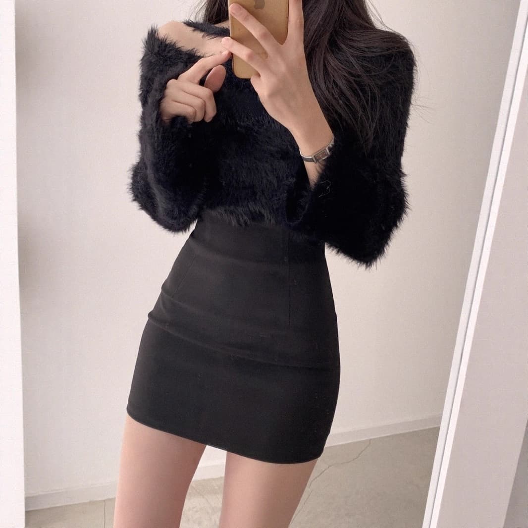 タイトスカート 美脚効果抜群ハイウエストタイトミニスカート