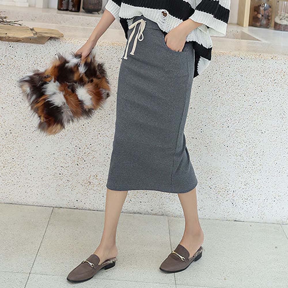 ロング丈リブニットタイトスカート