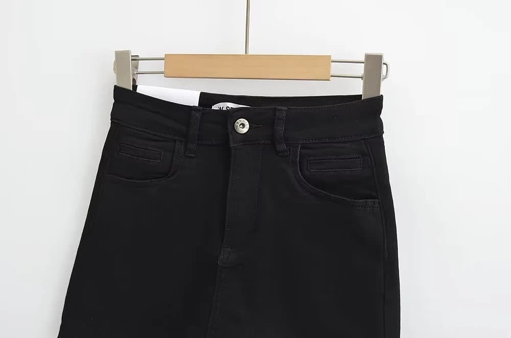 タイトスカート 裾切りっぱなしデニムタイトミニスカート