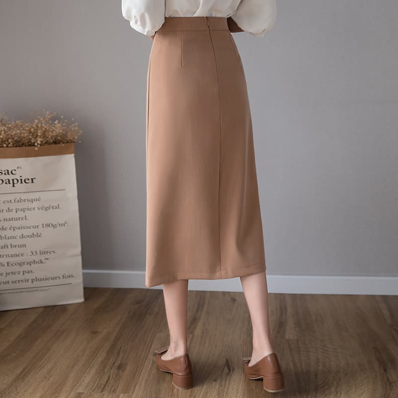 タイトスカート フロントスリット入りひざ丈タイトスカート