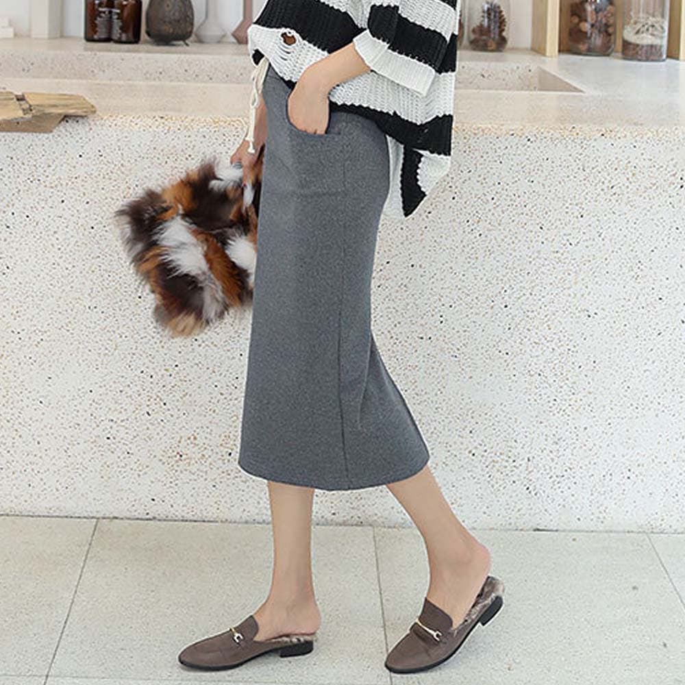 ロング丈リブニットタイトスカート