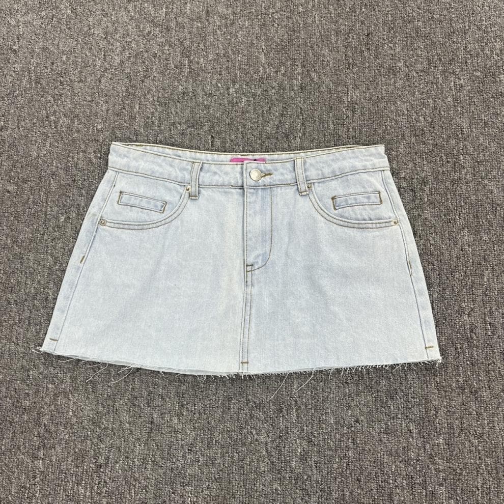 タイトスカート 切りっぱなしフリンジデニムタイトミニスカート