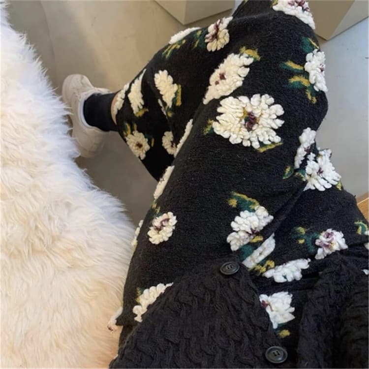 花柄ロングタイトスカート レトロ上品厚手素材