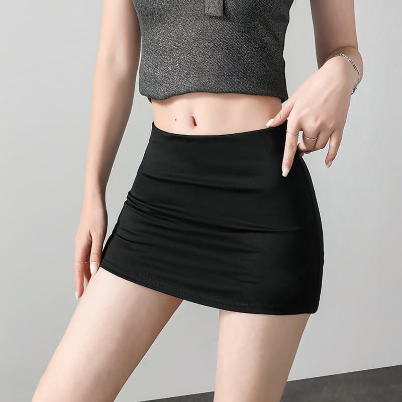 タイトスカート スタイルアップドレープ付きインナーパンツ一体型ミニスカート