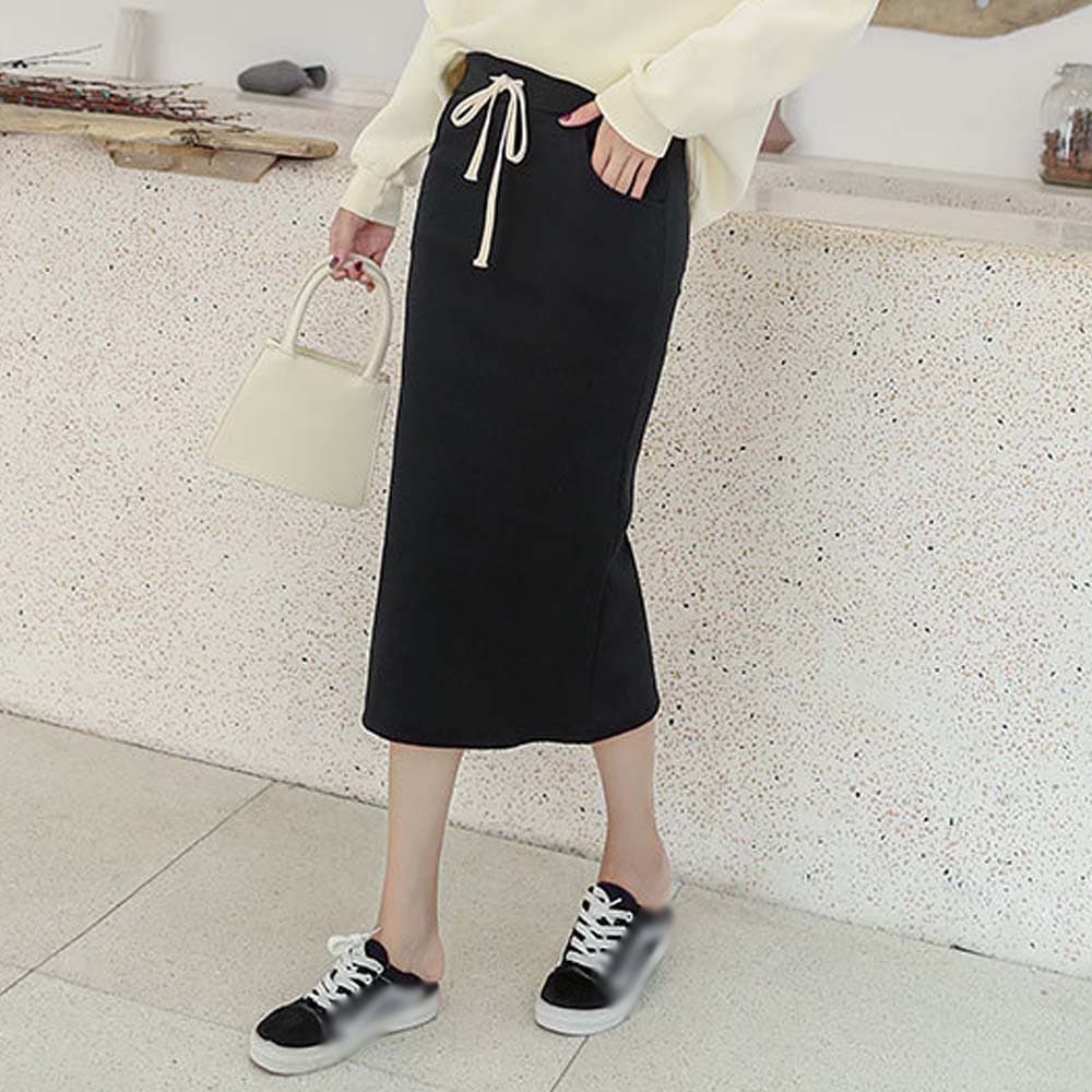 ロング丈リブニットタイトスカート