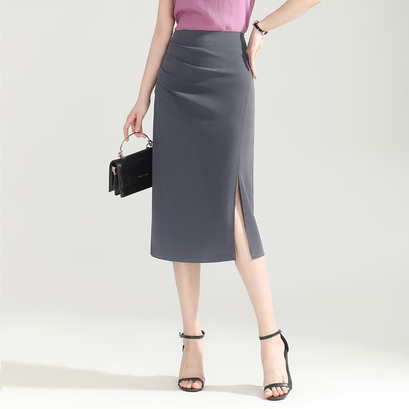 タイトスカート サイドスリット入りひざ丈タイトスカート