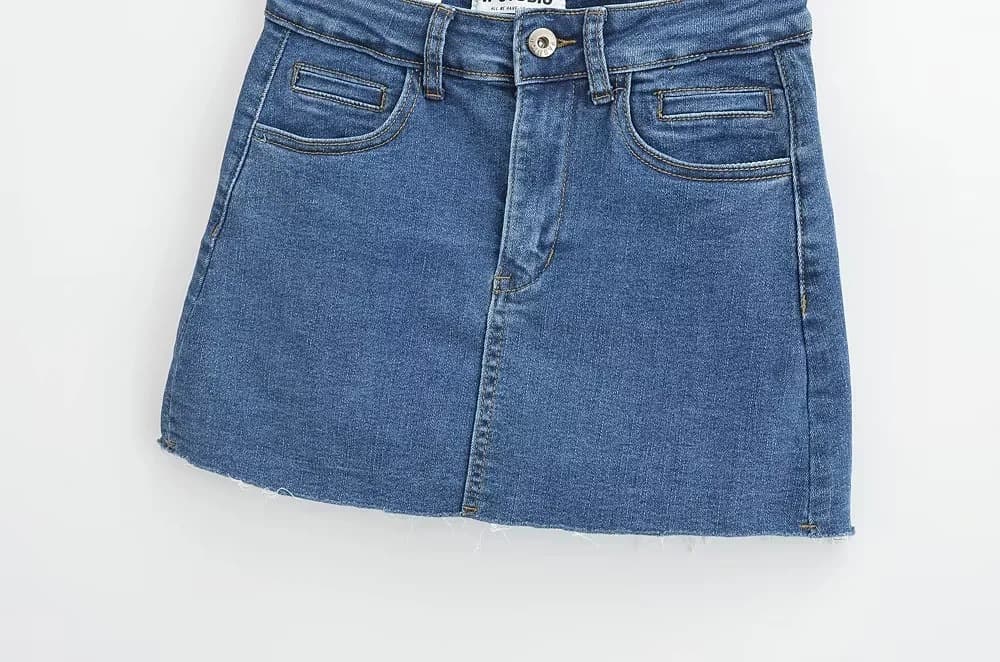 タイトスカート 裾切りっぱなしデニムタイトミニスカート