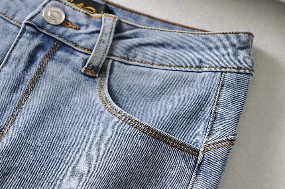 タイトスカート デニムフリンジ裾タイトミニスカート