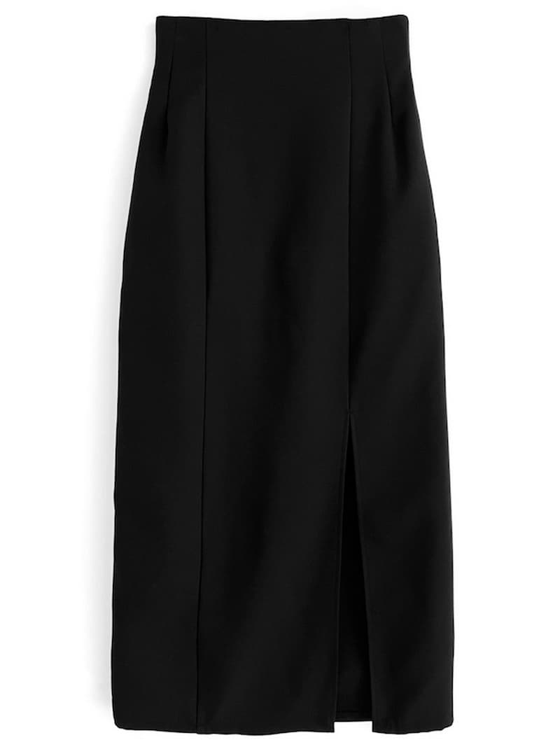 タイトスカート フロントスリット入りハイウエストタイトロングスカート