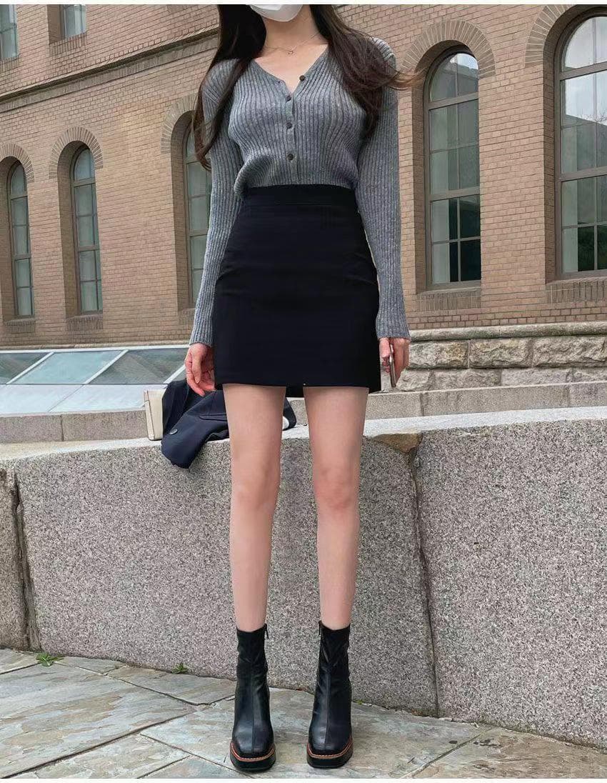タイトスカート 美脚見せハイウエストタイトミニスカート