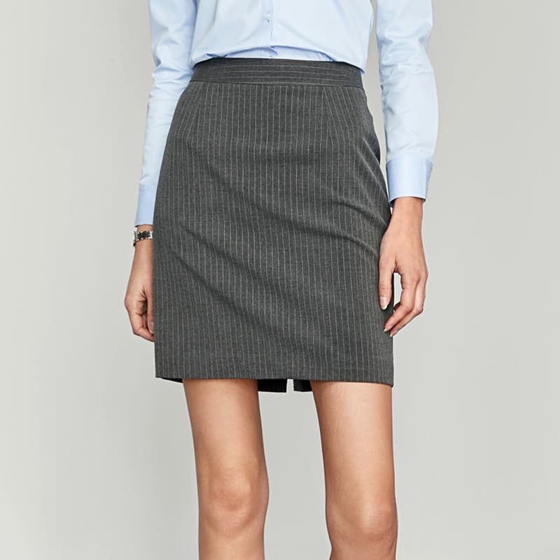 タイトスカート 縦縞柄きちんと見えオフィスミニタイトスカート